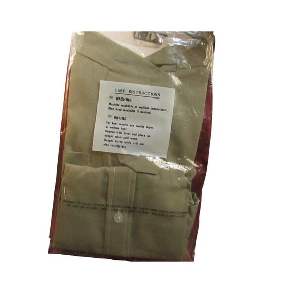 BOYS 4T Vintage 1970's Shirt ELY AVOCADO GREEN LS THIN HIPPY SHIRT USA NEW - Picture 6 of 6